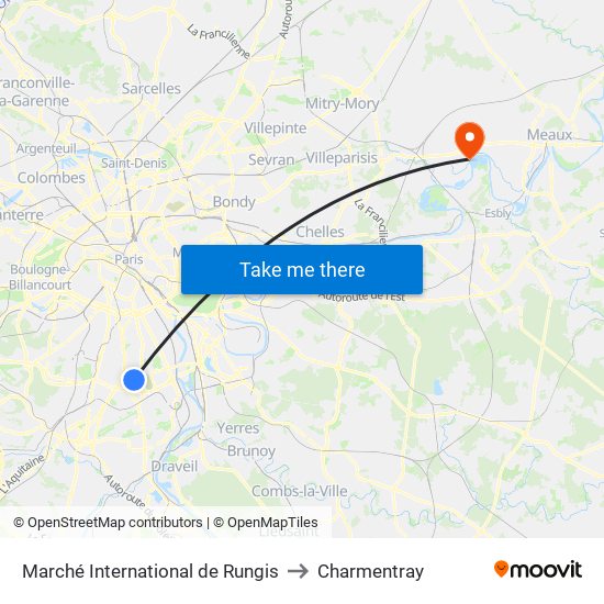 Marché International de Rungis to Charmentray map