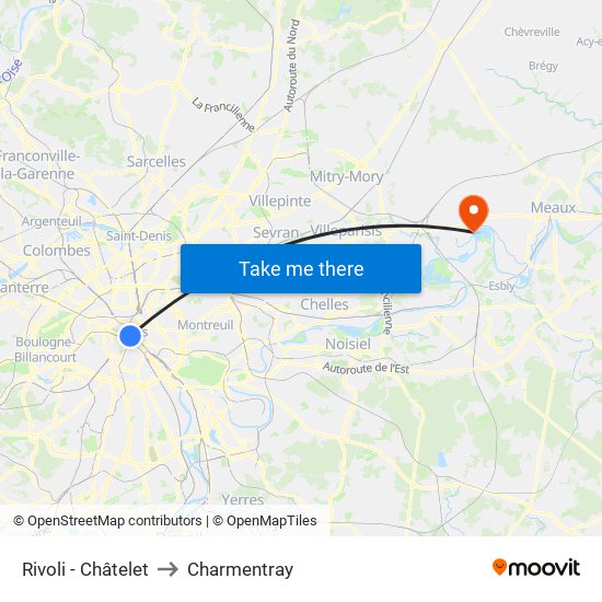 Rivoli - Châtelet to Charmentray map