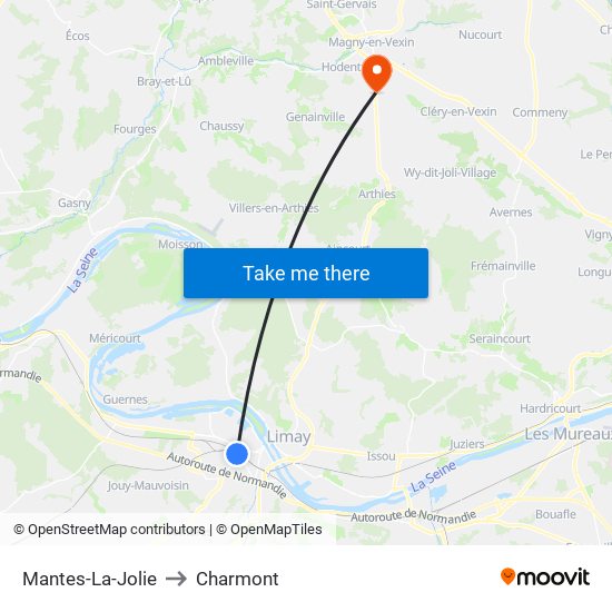 Mantes-La-Jolie to Charmont map