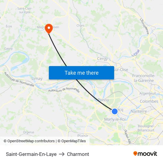 Saint-Germain-En-Laye to Charmont map