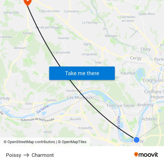 Poissy to Charmont map