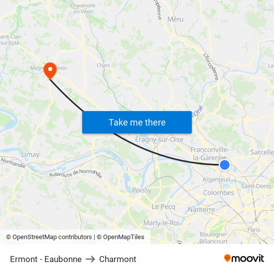 Ermont - Eaubonne to Charmont map