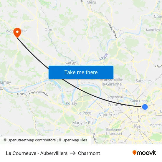 La Courneuve - Aubervilliers to Charmont map