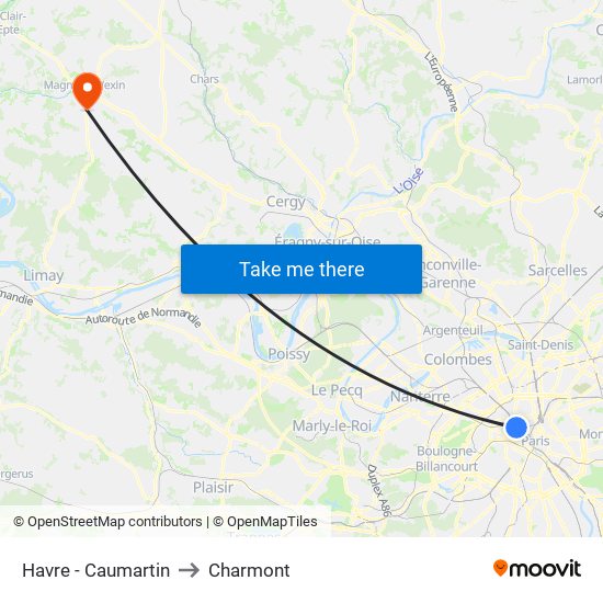 Havre - Caumartin to Charmont map