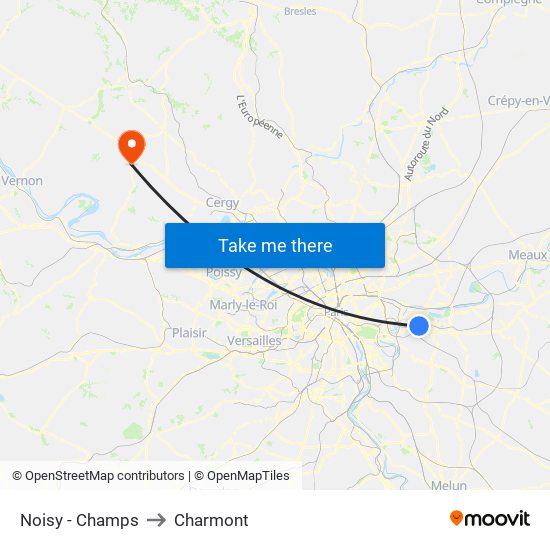 Noisy - Champs to Charmont map