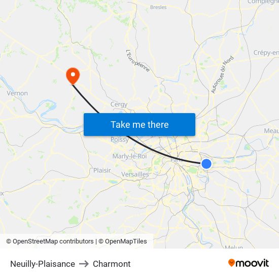 Neuilly-Plaisance to Charmont map