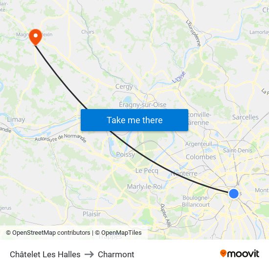 Châtelet Les Halles to Charmont map