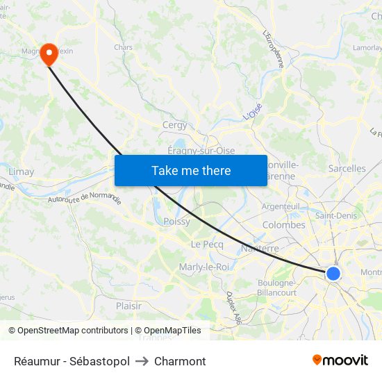 Réaumur - Sébastopol to Charmont map