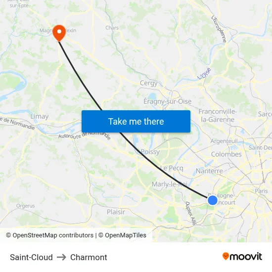 Saint-Cloud to Charmont map