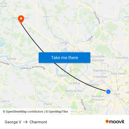 George V to Charmont map