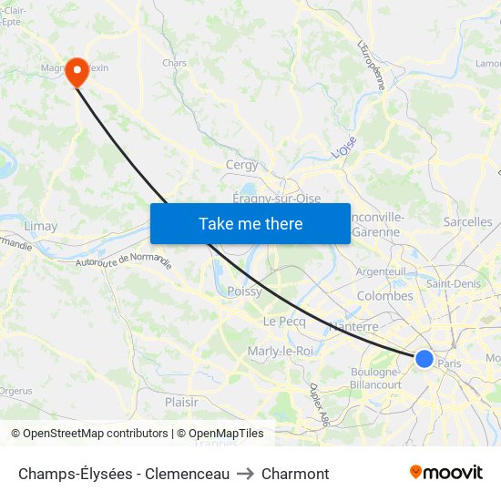Champs-Élysées - Clemenceau to Charmont map