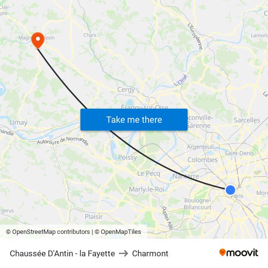 Chaussée D'Antin - la Fayette to Charmont map