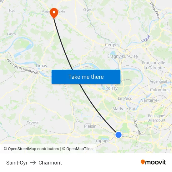 Saint-Cyr to Charmont map