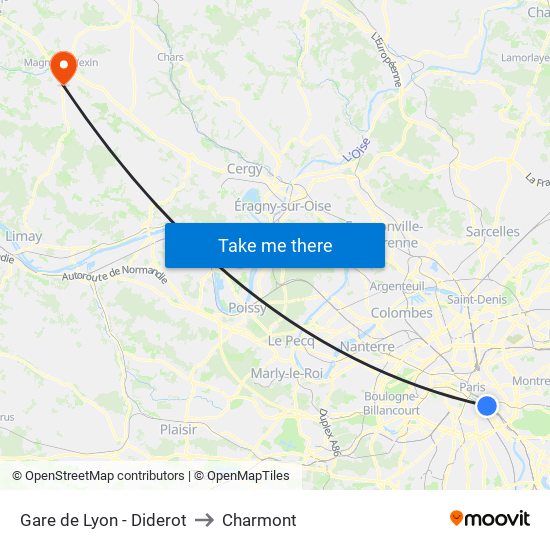 Gare de Lyon - Diderot to Charmont map