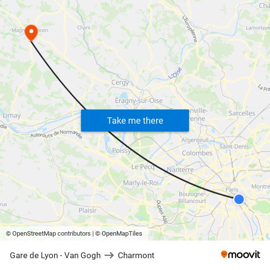 Gare de Lyon - Van Gogh to Charmont map