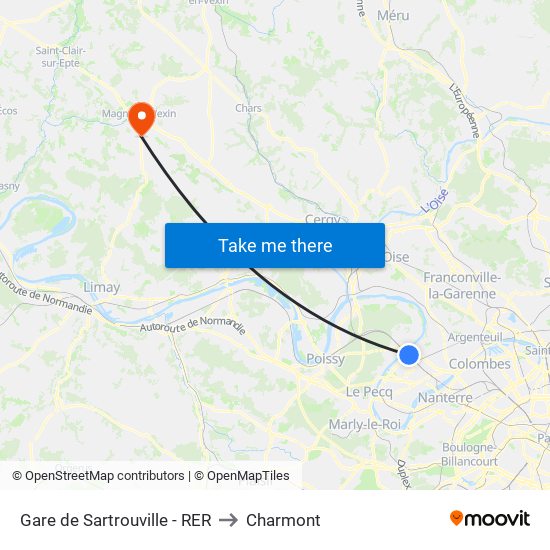 Gare de Sartrouville - RER to Charmont map