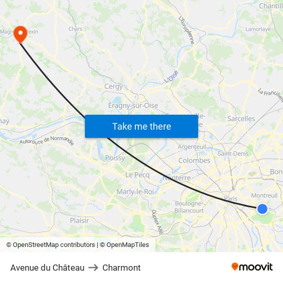 Avenue du Château to Charmont map