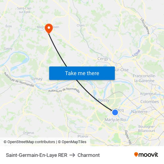 Saint-Germain-En-Laye RER to Charmont map