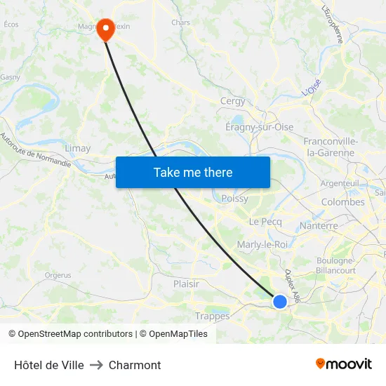 Hôtel de Ville to Charmont map