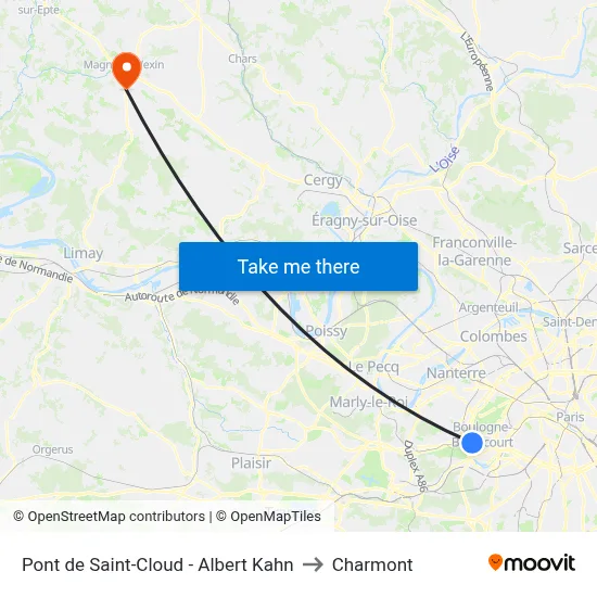 Pont de Saint-Cloud - Albert Kahn to Charmont map