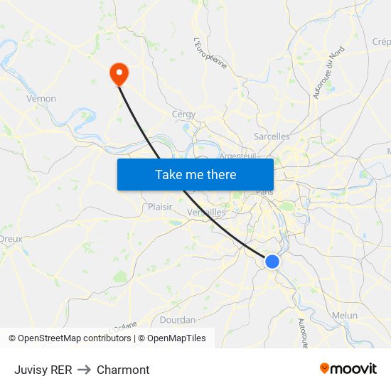 Juvisy RER to Charmont map