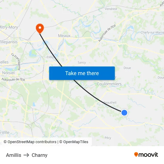 Amillis to Charny map