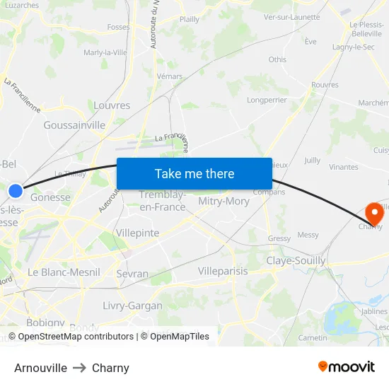 Arnouville to Charny map