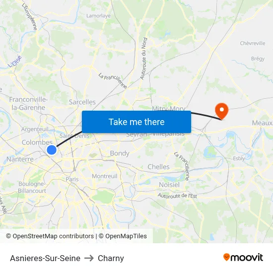 Asnieres-Sur-Seine to Charny map