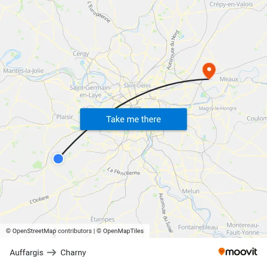 Auffargis to Charny map