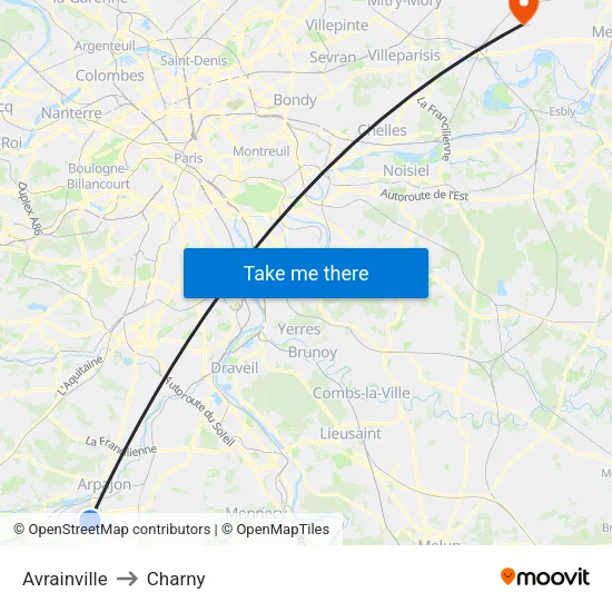 Avrainville to Charny map
