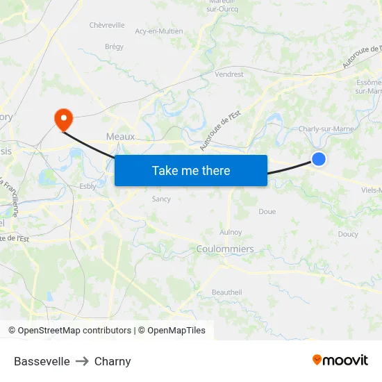 Bassevelle to Charny map