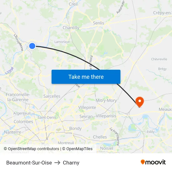 Beaumont-Sur-Oise to Charny map