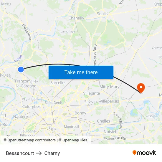 Bessancourt to Charny map