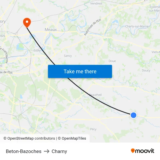 Beton-Bazoches to Charny map