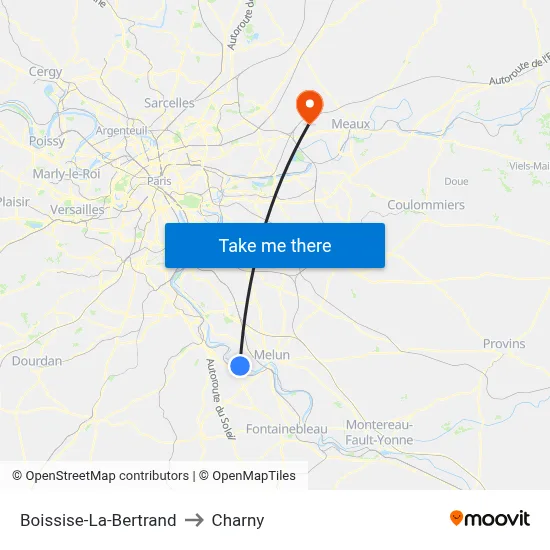 Boissise-La-Bertrand to Charny map