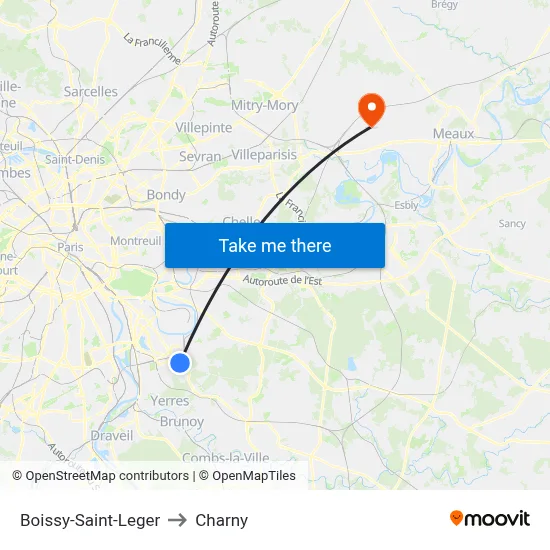 Boissy-Saint-Leger to Charny map