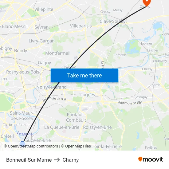 Bonneuil-Sur-Marne to Charny map