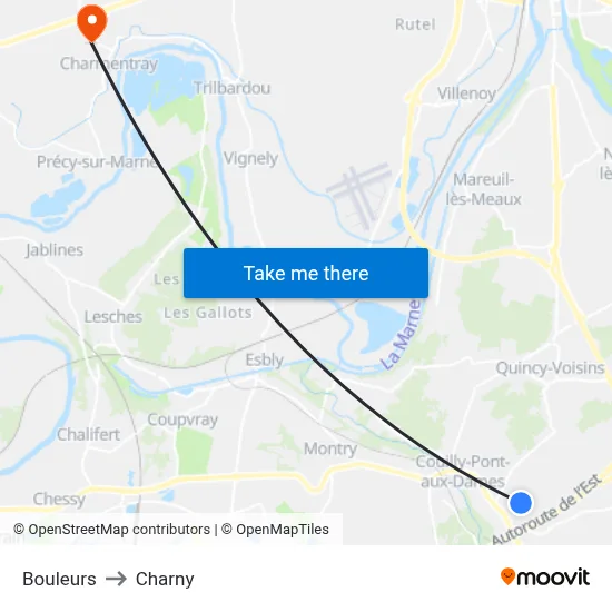 Bouleurs to Charny map