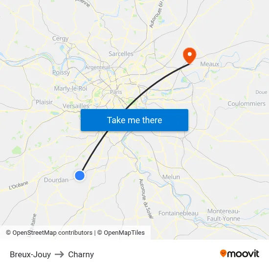 Breux-Jouy to Charny map