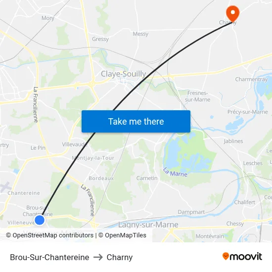 Brou-Sur-Chantereine to Charny map