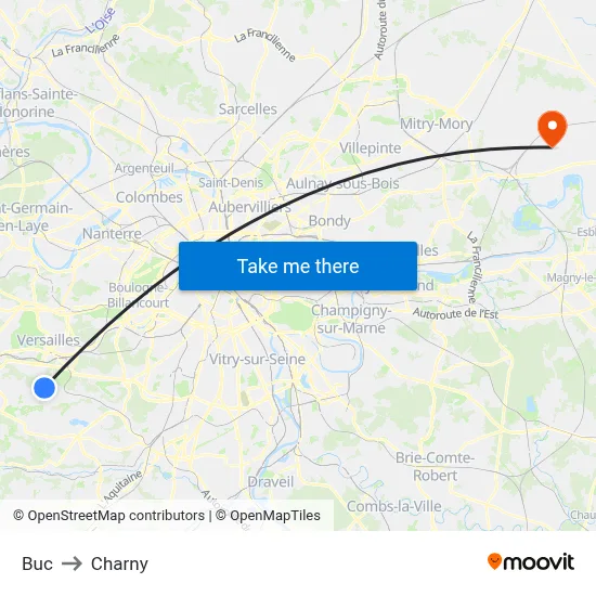 Buc to Charny map