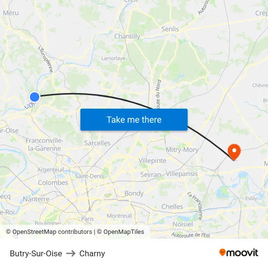 Butry-Sur-Oise to Charny map