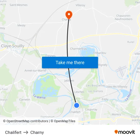 Chalifert to Charny map