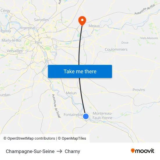 Champagne-Sur-Seine to Charny map