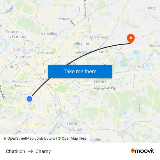 Chatillon to Charny map