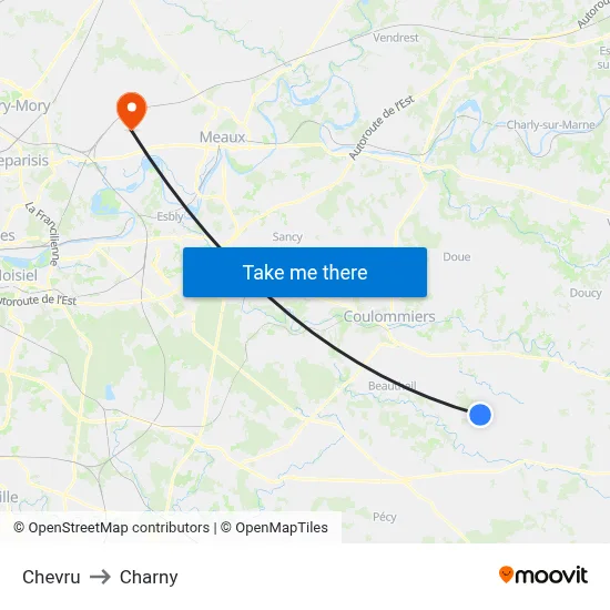 Chevru to Charny map