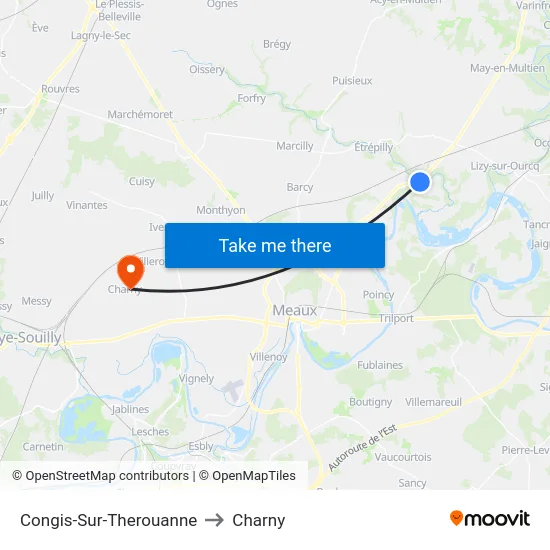 Congis-Sur-Therouanne to Charny map