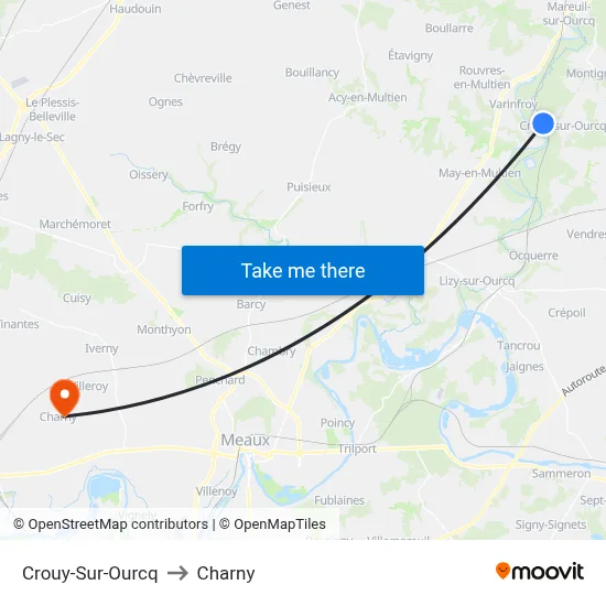 Crouy-Sur-Ourcq to Charny map