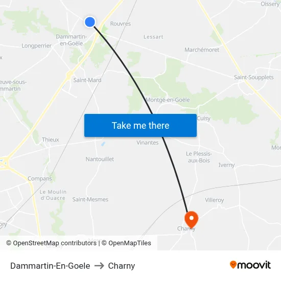 Dammartin-En-Goele to Charny map