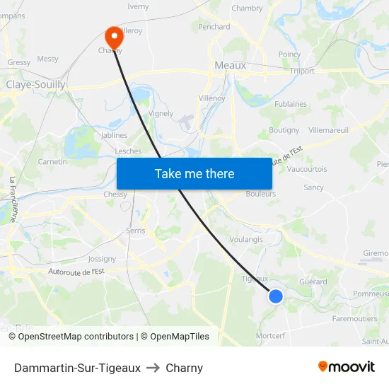 Dammartin-Sur-Tigeaux to Charny map